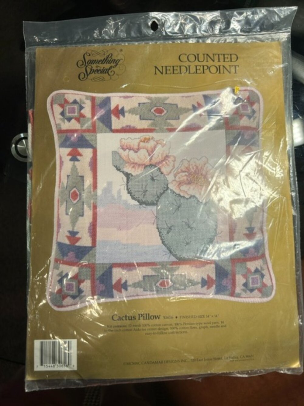 Vintage "Something Special" Cactus Pillow Counted Needlepoint Kit | Southwest